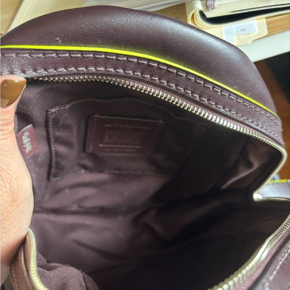 Coach Dark Brown and Neon Yellow Backpack - Picture 10 of 10